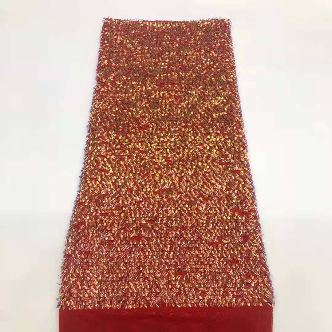 Nuevo bordado de lentejuelas color mágico gradiente de color de tela de lentejuelas vestido de malla de lentejuelas JX1802