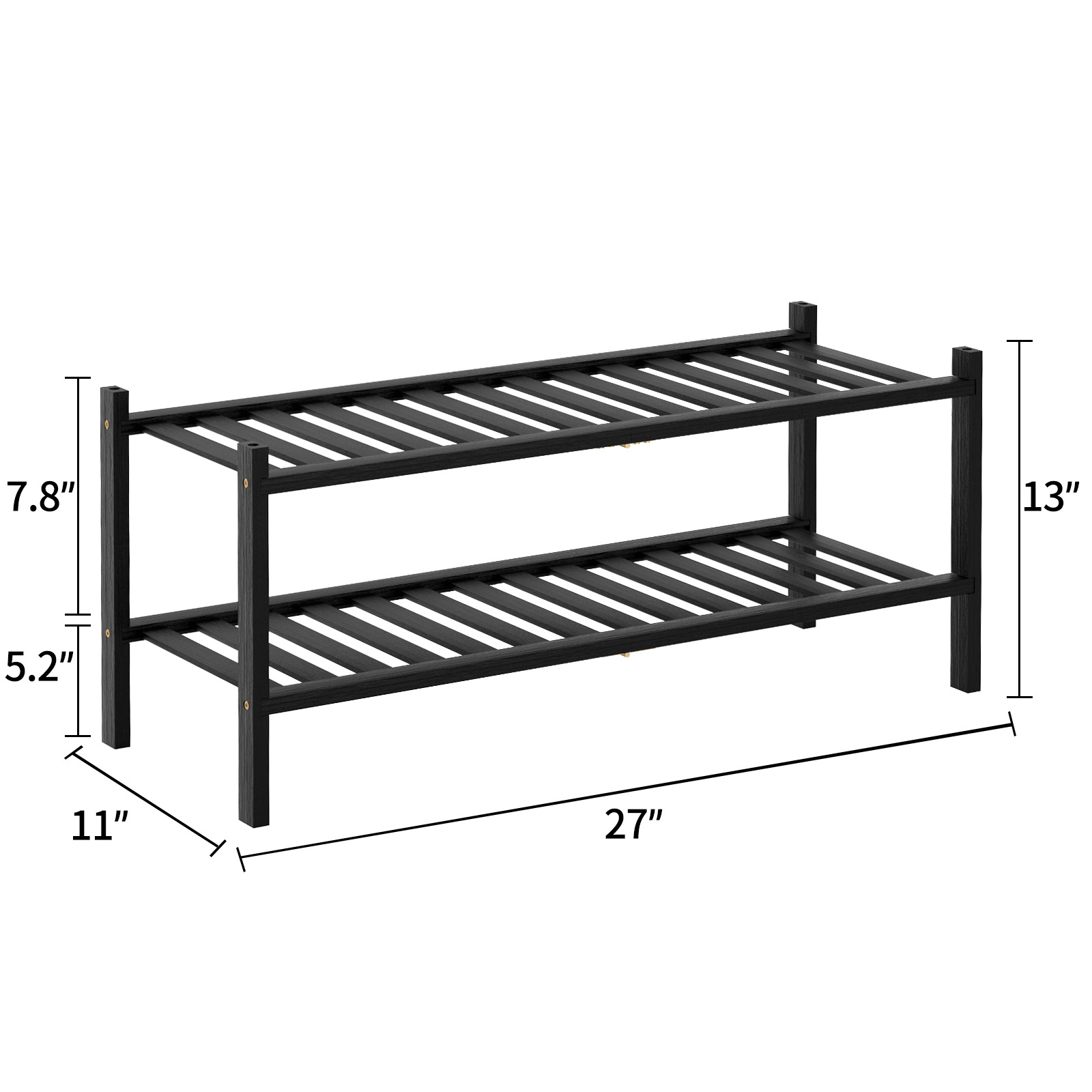 Zapatero plegable de bambú apilable, estante de almacenamiento multicapa para el hogar, ahorrador de espacio, éxito de ventas transfronterizo.