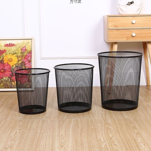 Thickened Iron Mesh Trash Can Household Metal Rust-Proof Waste Basket Office Wire Mesh Waste Paper Basket Bathroom Uncovered