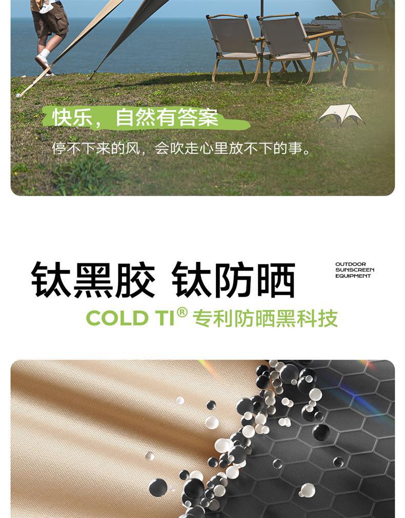 Primitive-Style New Quick-Open Canopy Tent for Outdoor Camping 2025 New Model Camping Sunshade with Black Glue Coating New Style Sun Shelter