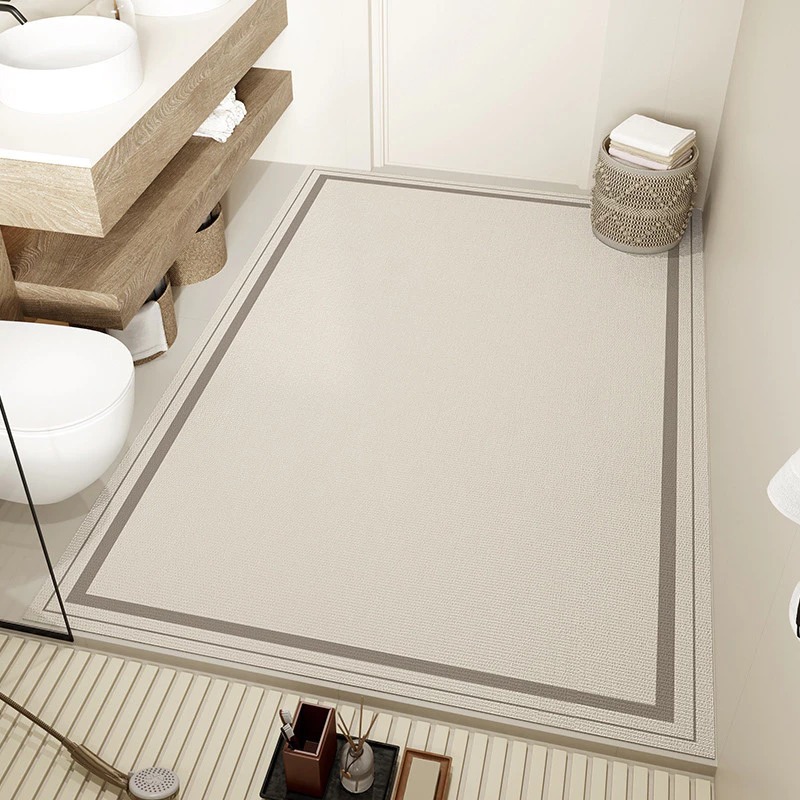 Cross-border bestseller: simple and luxurious diatomite floor mat, absorbent bathroom mat, full-cover foot mat, non-slip shower room mat, available for dropshipping