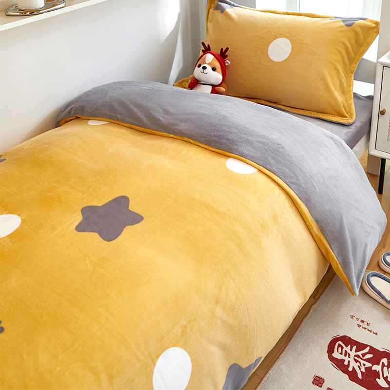 Funda de edredón de terciopelo de leche de invierno funda de colchón de una pieza dormitorio de estudiantes brida individual funda de edredón de terciopelo de coral de doble cara felpa más terciopelo