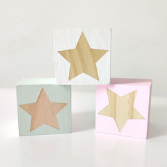 INS Nordic Home Decor Solid Wood Star Blocks Personality Baby Photo Prop Children's Product
