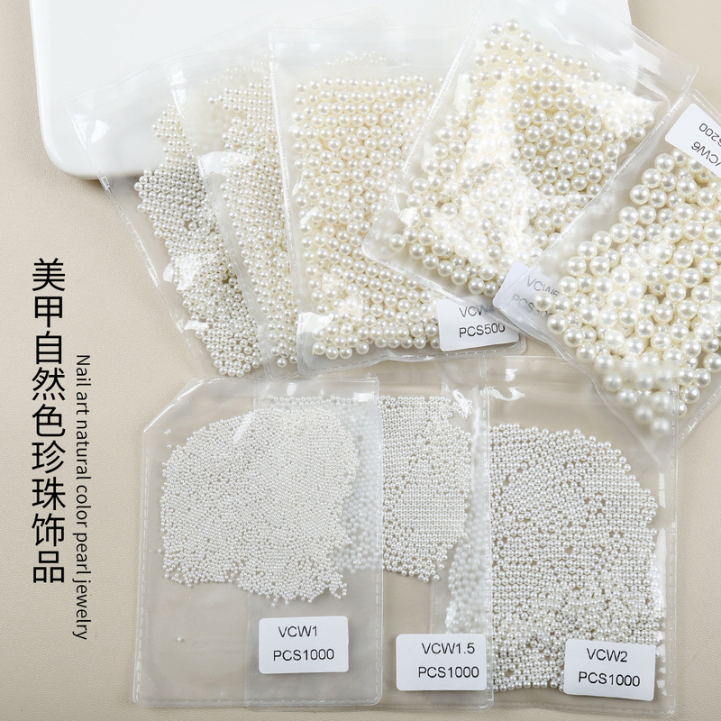 Pearl Nail Art Accessories, Small Round Beads in a Bag, Off-White and Beige, Non-Porous Round Beads, Versatile Nail Art Decorations Wholesale Pearl Nail Art Accessories, Small Round Beads in a Bag, Off-White and Beige, Non-Porous Round Beads, Versatile Nail Art Decorations Wholesale