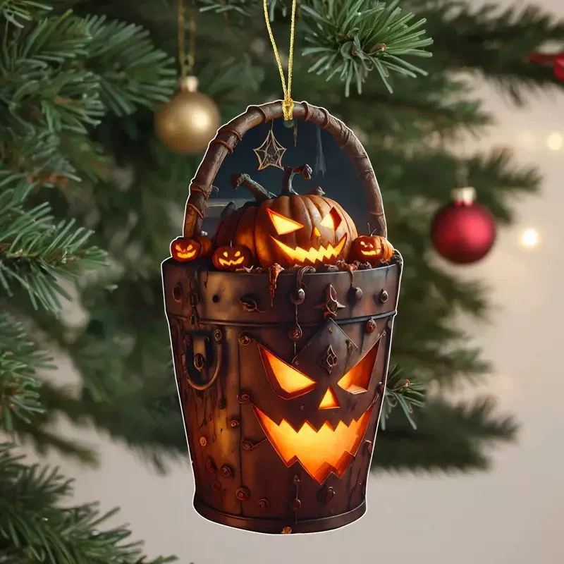 Хэллоуин новый ужас тыквенная голова подвеска трансграничный акриловой самолет зеркало заднего вида подвеска для дома подвеска
