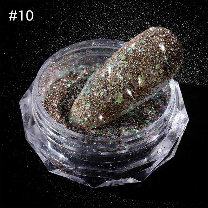 Internet celebridad nueva fantasía manicura Opal brocado diamante polvo flash polvo reflectante diamante lentejuelas disco flash polvo