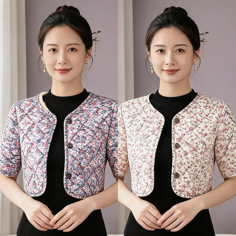 Women's clothing for mothers, fleece-lined short-sleeve shoulder and waist protector vest, women's shoulder protector, middle-aged and elderly winter clothing, thickened back protector, small vest Women's clothing for mothers, fleece-lined short-sleeve shoulder and waist protector vest, women's shoulder protector, middle-aged and elderly winter clothing, thickened back protector, small vest