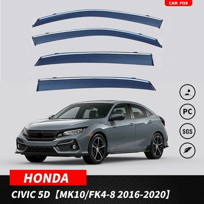 Suitable for Honda CIVIC Hatchback Rain and Sunny Board CIVIC 5D Window visor (Rain shield) - standard-packing-without-logo-civic-hatchback-civic-mk10-fk4-8-2016-2020-pc-with-bright-strip-rain-shield