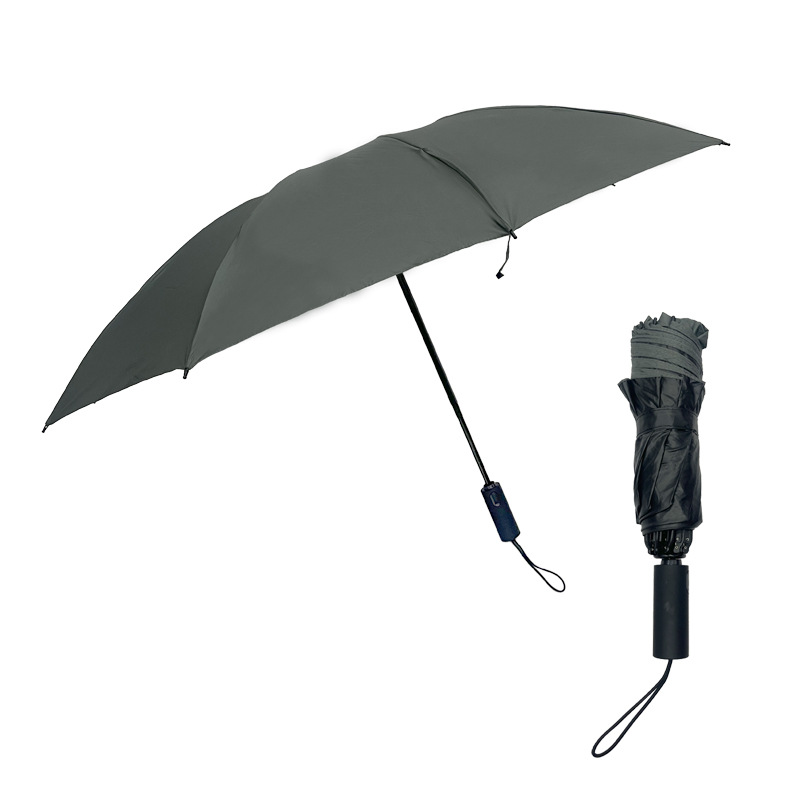 Paraguas inverso automático plegable paraguas de sol grande para hombres y mujeres lluvia de diez huesos de doble uso pegamento negro protección solar paraguas triple al por mayor