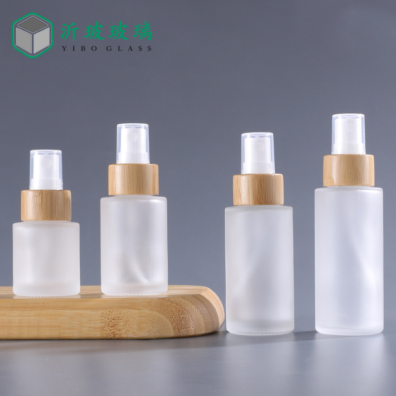白砂竹木喷雾瓶50ml透明磨砂平肩瓶20ml30ml香水分装瓶40ml玻璃瓶