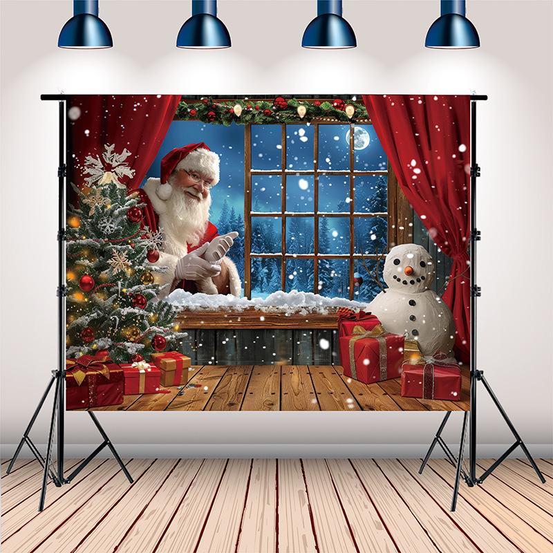 Tela de fondo de estudio de Navidad Actividades de Navidad Decoración de fiesta Tela de pared de fondo Escena de nieve de Navidad Tela colgante de fondo de foto