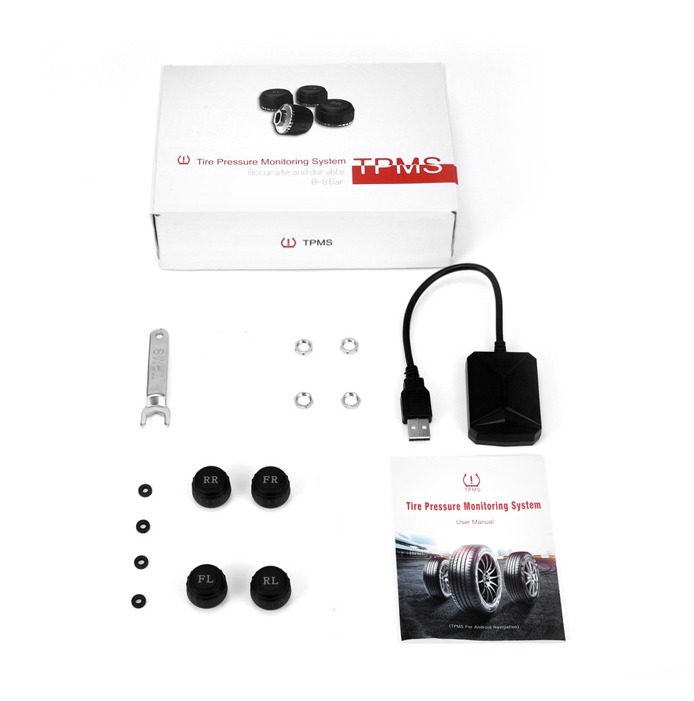 Cross-Border Android Navigation Car USB Tire Pressure Monitoring System Tpms Internal and External Wheel Temperature Detection