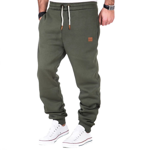 Cross-border men's high-stretch laced casual long pants winter lined warm exercise pants factory stock rapid delivery