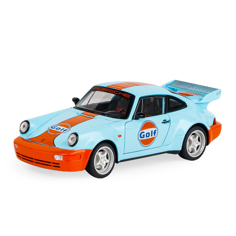 1/24 Baoshi 964 Gulf Oil Version Pull Back Sound and Light Retro Sports Car Movie Same Style Douyin Hot Style