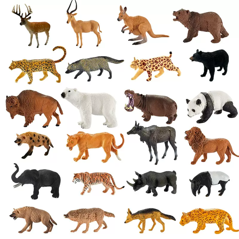 仿真静态动物模型摆件儿童认知野生动物园玩具套装老虎狮子金钱豹