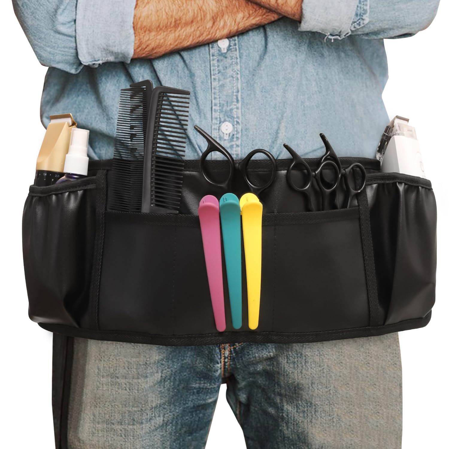 理发工具腰包发型师围裙时髦沙龙腰带半腰围裙美发工具存储皮套