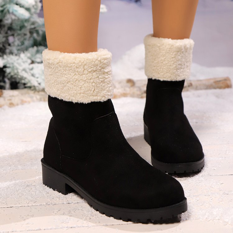 Large-size snow boots female fall and winter new cotton boots female cotton shoes_voghion.com