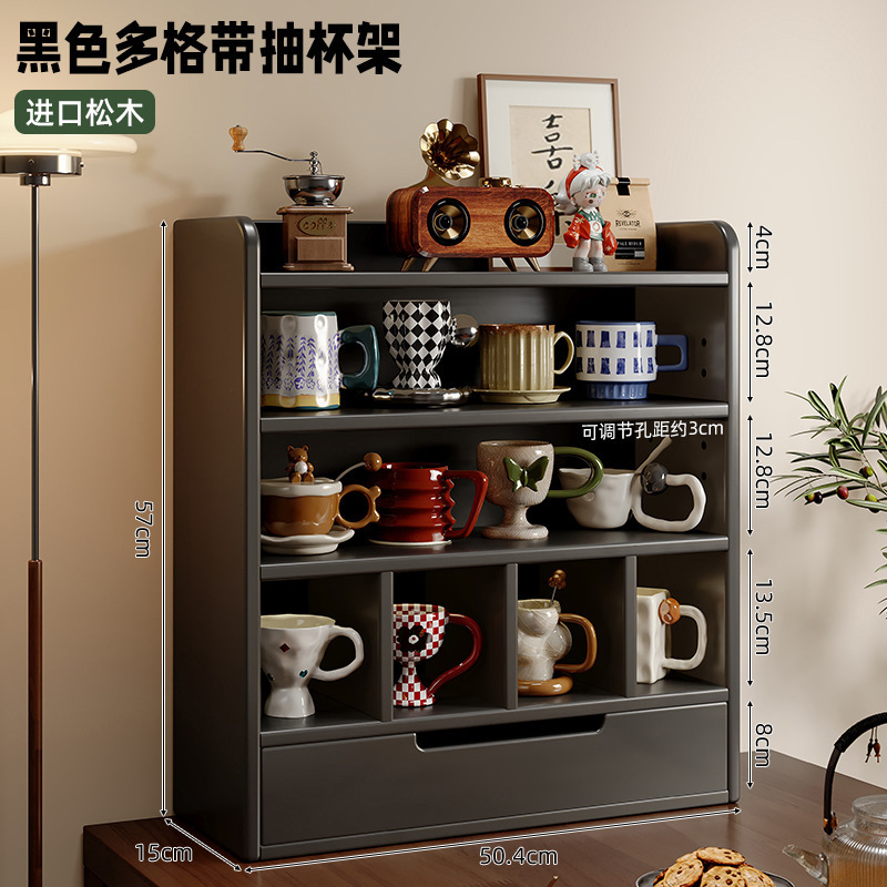 Estante de taza de madera Estante de mesa de comedor Estante de comedor Taza de agua Taza de té Estante de almacenamiento de taza de café Estante de exhibición