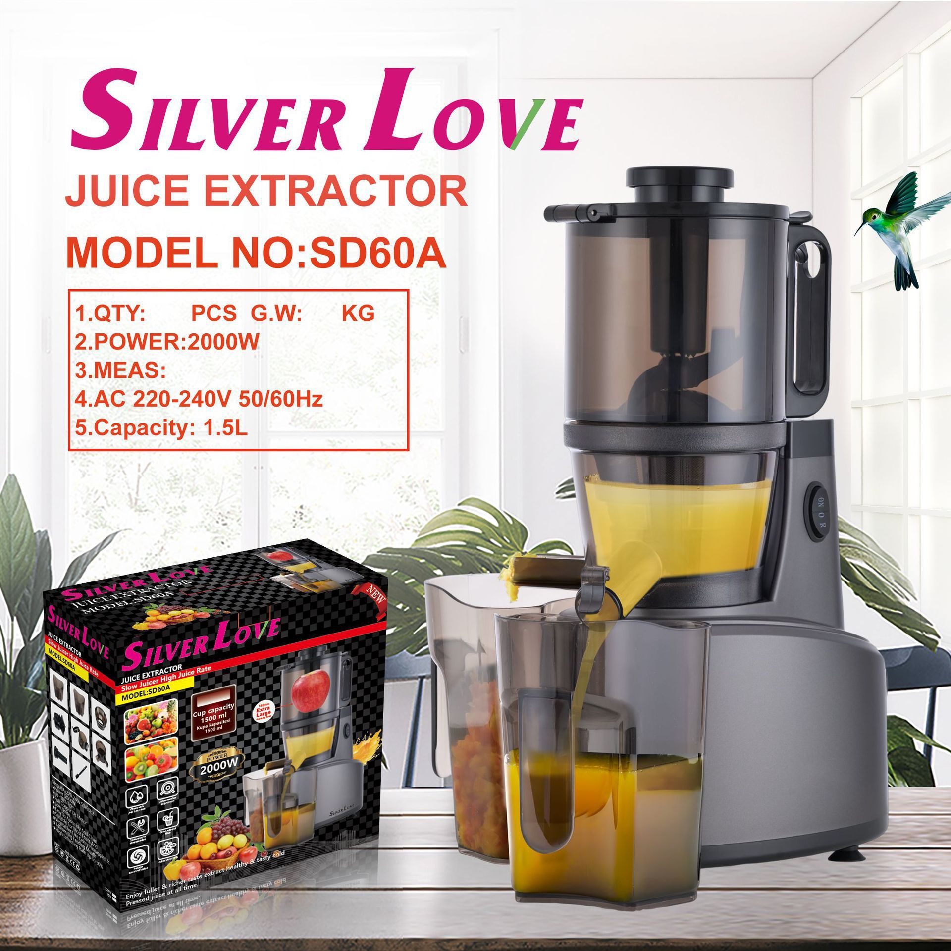 Exportación de comercio exterior 2025 exprimidor de jugo de gran calibre doméstico nuevo exprimidor lento separación automática