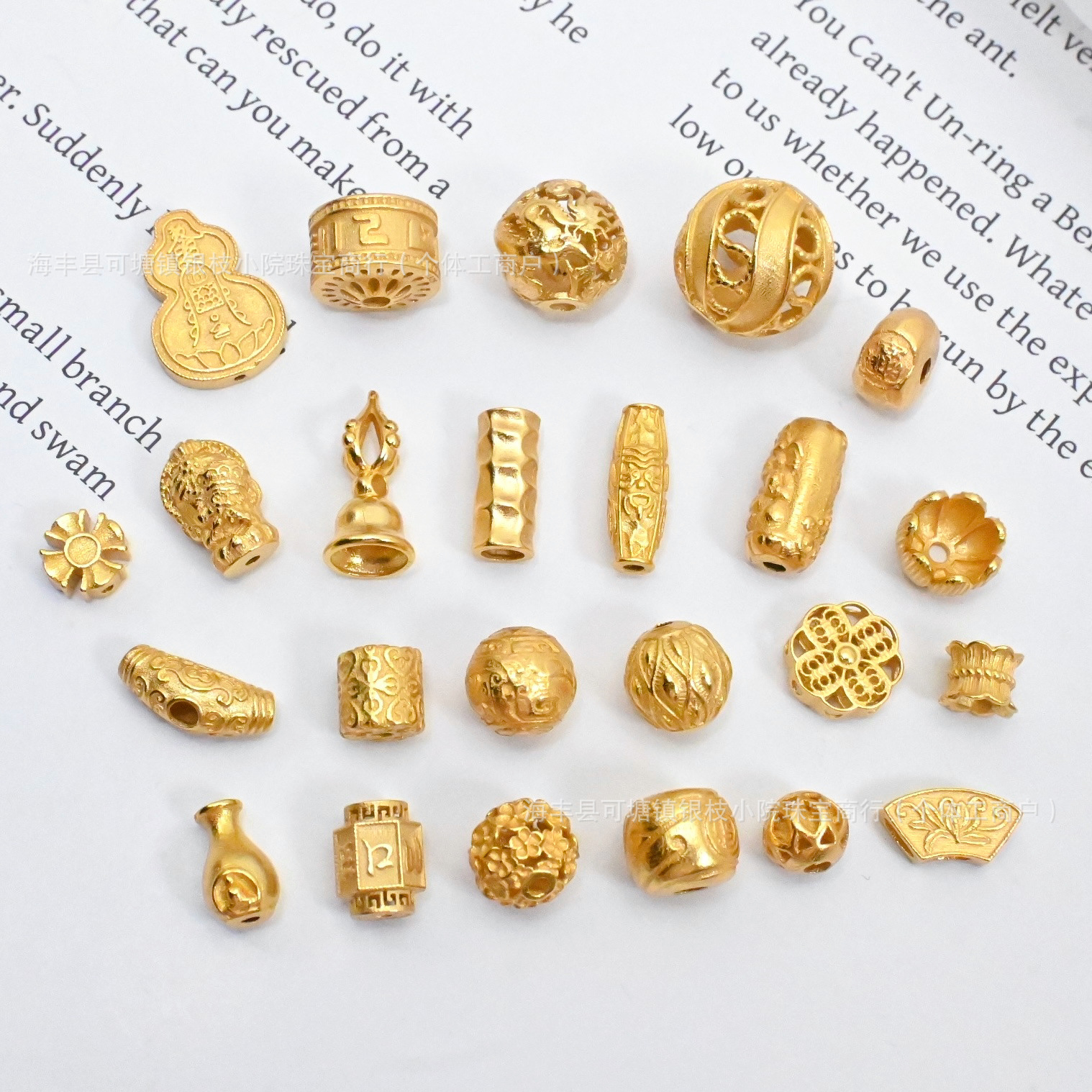 S925 Silver Ancient Gold DIY Through-Hole Accessories Cut Out Gourd Spacer Bead Pendant Lifting Braided Bracelet Necklace Accessories