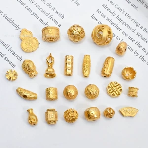 S925 Silver Ancient Gold DIY Through-Hole Accessories Cut Out Gourd Spacer Bead Pendant Lifting Braided Bracelet Necklace Accessories