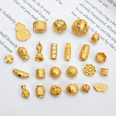 S925 Silver Ancient Gold DIY Through-Hole Accessories Cut Out Gourd Spacer Bead Pendant Lifting Braided Bracelet Necklace Accessories