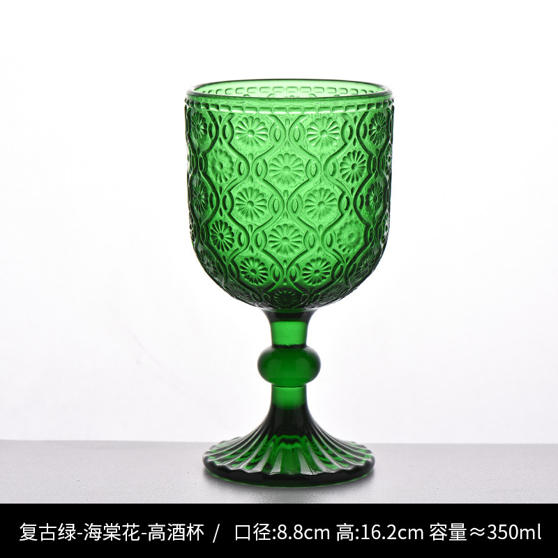 Copa de rayas verticales de vidrio retro europeo, copa de vino tinto, copa de postre alto de helado, copa de vino de frutas de uva de champán casero