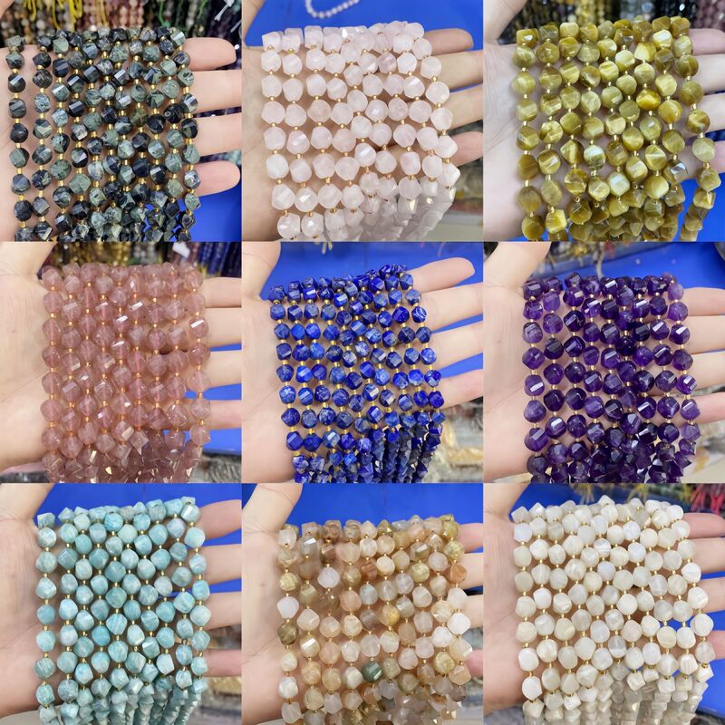 Natural amethyst agate faceted crystal beads 8-10mm loose beads irregular shape DIY jewelry accessories semi-finished products Natural amethyst agate faceted crystal beads 8-10mm loose beads irregular shape DIY jewelry accessories semi-finished products