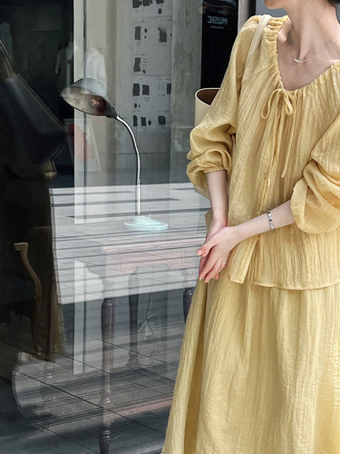 Luxe Western Gentle Drawstring Pockets Folded Sun Shirt + Skirt Set 3238 Vacation Style Outfit