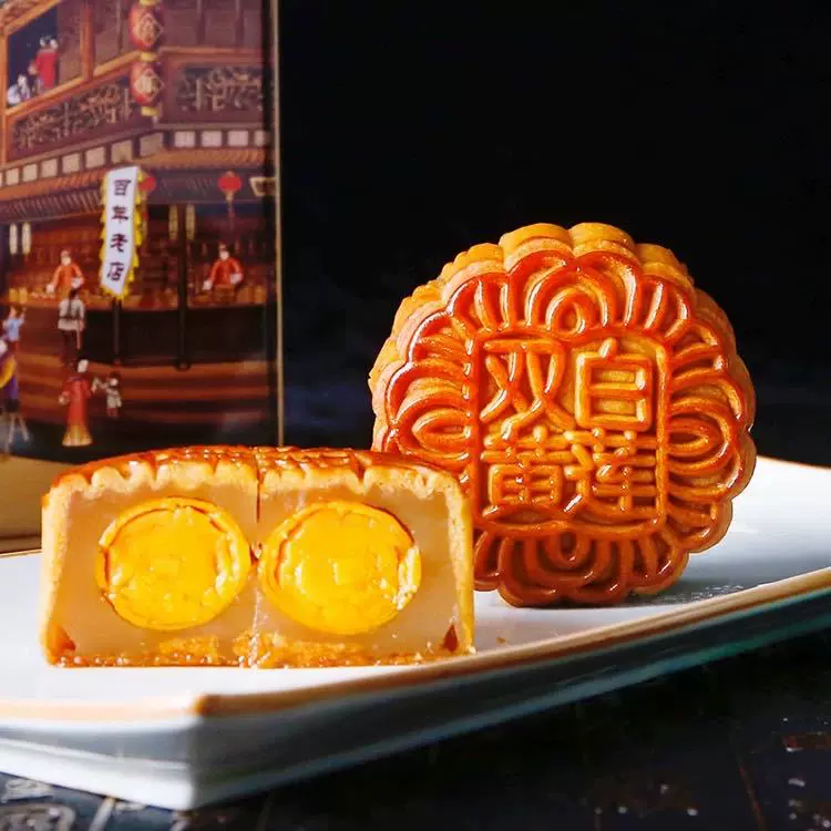 厂家直供 广式月饼双黄白莲蓉月饼/180克 白莲蓉整颗蛋黄月饼批发