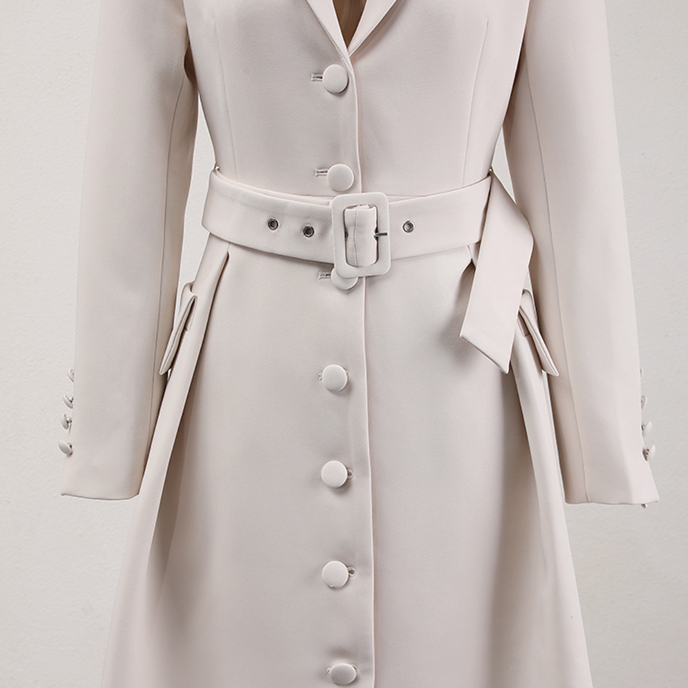 Dames trenchcoat lang getailleerd retrostijl voor het voorjaar_voghion.com