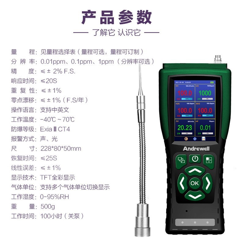 大量、価格、ポータブル一酸化炭素ガス検知器、有毒および有害ガスポンプ吸引式ガス検知器|undefined