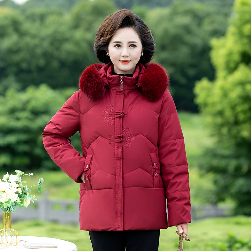 Пуховик больших размеров, женская одежда среднего и пожилого возраста, зимняя одежда для мам, зимняя одежда, старинное зимнее пальто для бабушек, утолщенная одежда