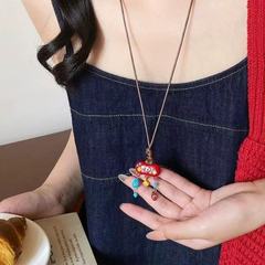 ドーパミンカラーアップル織りネックレスレディース新しいかわいいロングペンダントアクセサリーパーソナライズされた多用途ネックレス