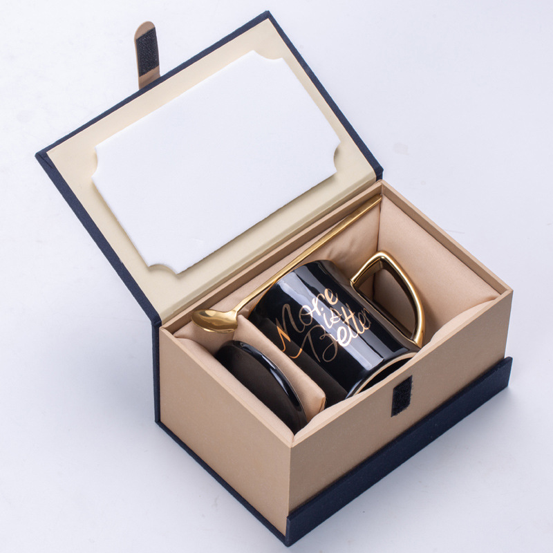 Tazas de cerámica de alta gama caja de regalo bolsa de embalaje de tazas de marca set de regalo estampado de oro serigrafía UV publicidad LOGO al por mayor image 3