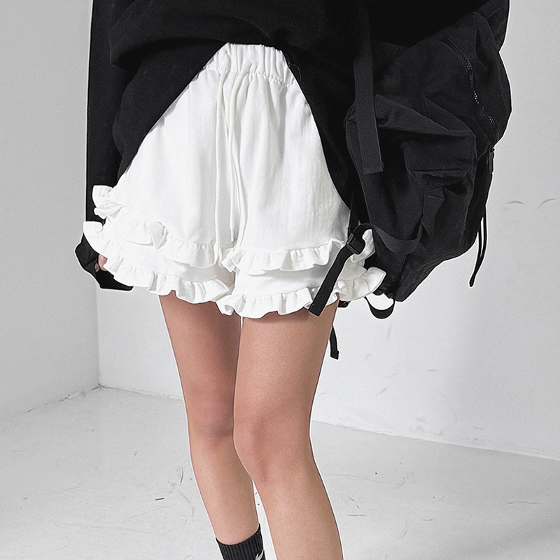 Korean Style Women's Clothing Factory Summer Korean Style New Casual All-match Wood-ear Shorts Ins Girls Cute Style Shorts