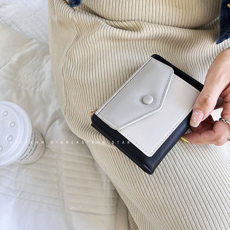 Cartera coreana transfronteriza billetera de cremallera a juego de color para mujer ins estudiante multifuncional de gran capacidad monedero titular de la tarjeta monedero en stock