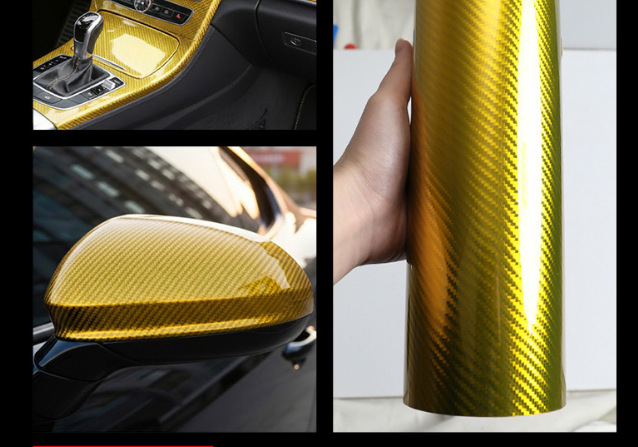 Cross-border best-selling forged carbon fiber sticker for interior center console and full body roof film, simulated 6D electroplated metallic silver and gold