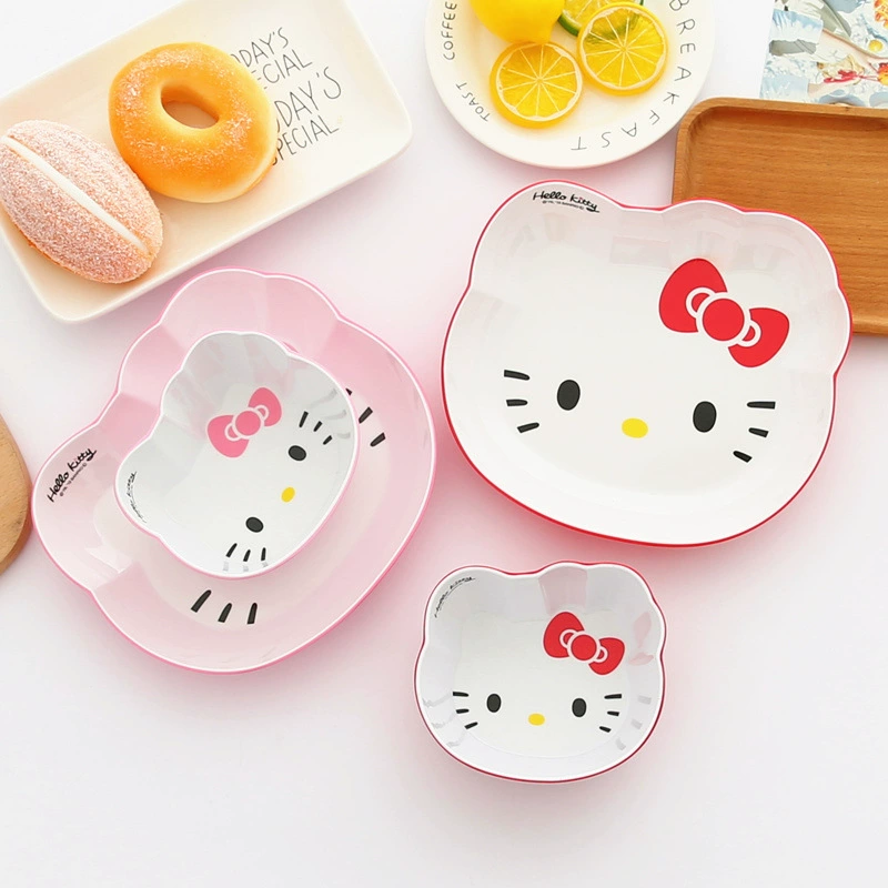 Детская посуда Hello Kitty, мультяшные милые миски — красный и фуксия