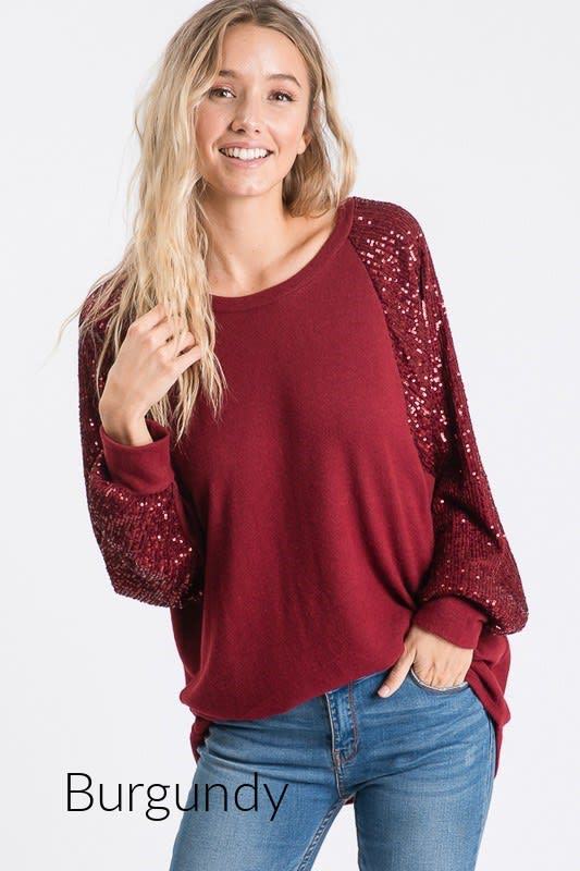 Hoodie Tops Type Fashion Solid Color Polyester Round Neck Long Sleeve Batwing Sleeve Sequins Hoodie