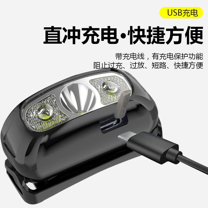 スマート感応usb充電感応ヘッドライトled夜釣りヘッドセット式強光夜走小ヘッドライト屋外ヘッドライト|undefined