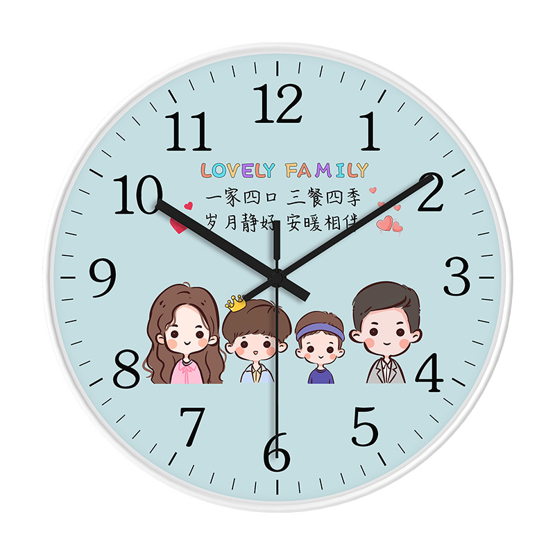 Fábrica personalizada al por mayor de dibujos animados reloj creativo familia simple reloj de pared sala de estar dormitorio pared ponche-entrega gratuita