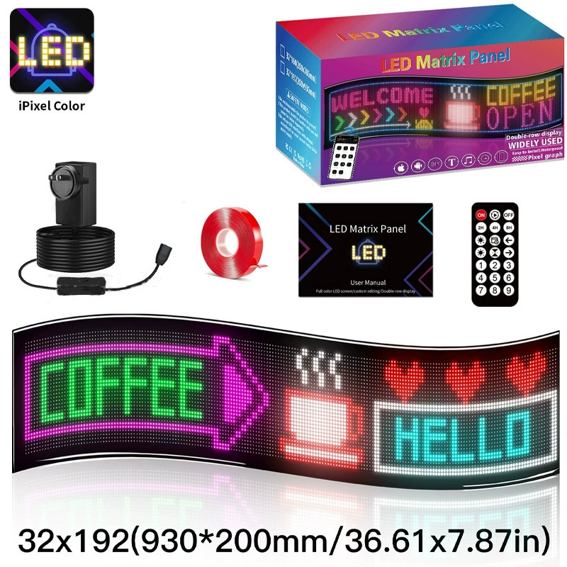 Popular Flexible LED Advertising Soft Screen APP Bluetooth Display Scroll Wording Double Row Store Signboard Display Soft Screen
