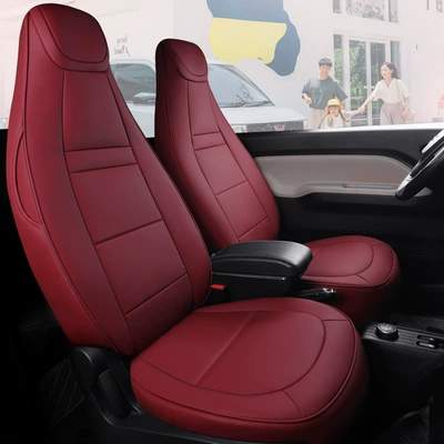 Modelə uyğun (Original) oturacaq örtükləri — for Hongguang MINI original car - burgundy-standard-edition-ordinary-leather