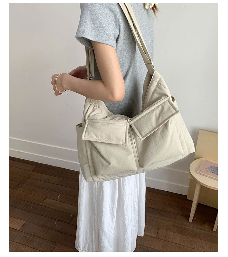 Japanese-style workwear style large-capacity single-shoulder bag, large pocket simple tote bag, ins canvas school crossbody messenger bag undefined