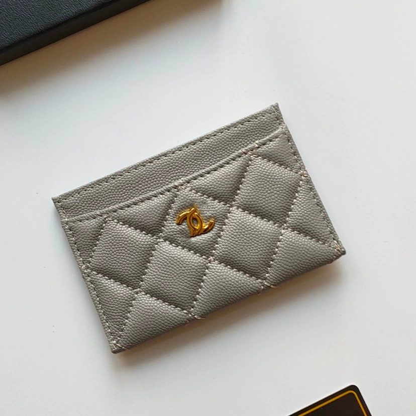 Кардхолдер (стиль Chanel) из натуральной кожи, стеганый тонкий кошелек, 7.5×11.2×0.5 см, мультicolor