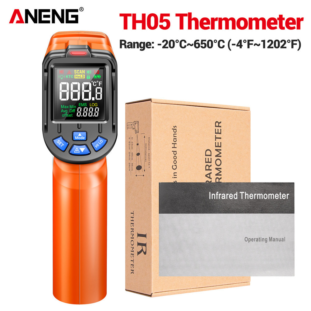 ANENG termómetro infrarrojo industrial termómetro de alta precisión pistola de medición de temperatura del agua temperatura del aceite cocina comercial hornear