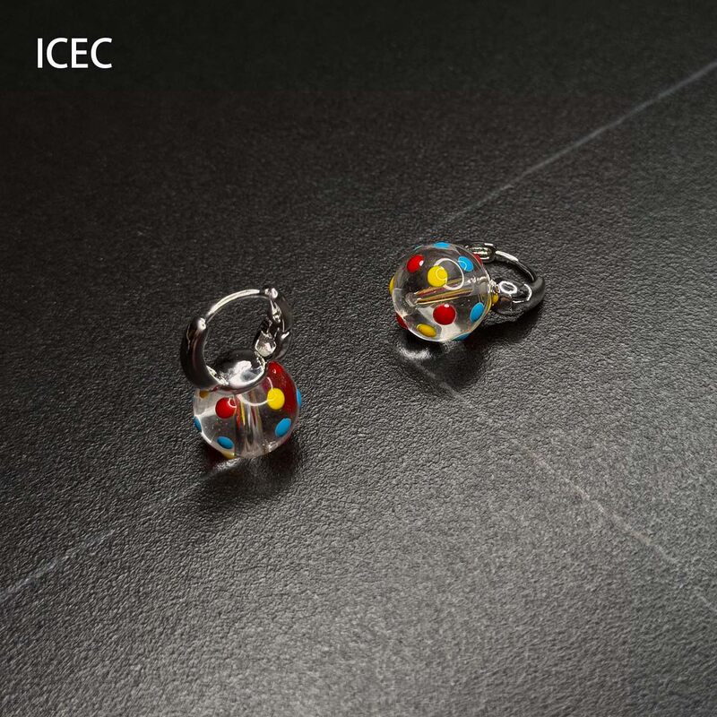 Dopamine-Colored Polka Dot Glass Bead Earrings for Women, with a Unique Design and Sweet and Cute Style, Perfect for Summer Dopamine-Colored Polka Dot Glass Bead Earrings for Women, with a Unique Design and Sweet and Cute Style, Perfect for Summer