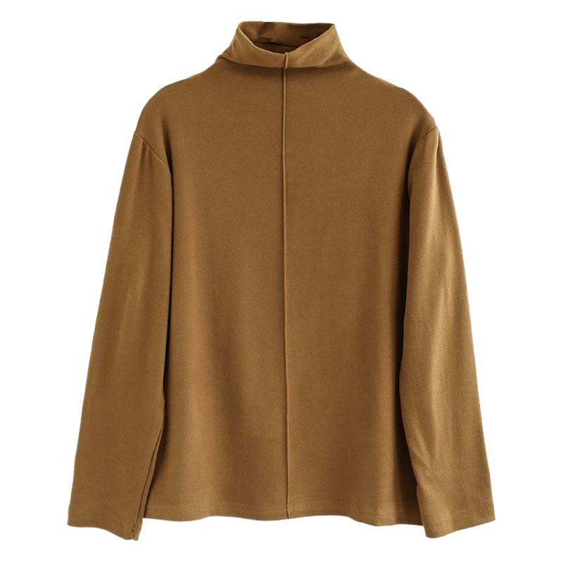 Двусторонняя немецкая бархатная простая рубашка с полуводолазкой для женщин, осень-зима 202, новый универсальный модный топ в иностранном стиле для женщин
