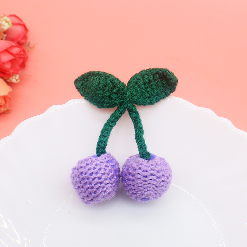 Accesorios de joyería de bricolaje Japón y Corea del Sur nuevo hilo de lana 2.5 cerezas lindas cerezas pendientes de hoja verde pendientes accesorios colgantes